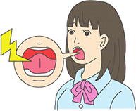 口腔内の違和感を訴える女性のイラスト